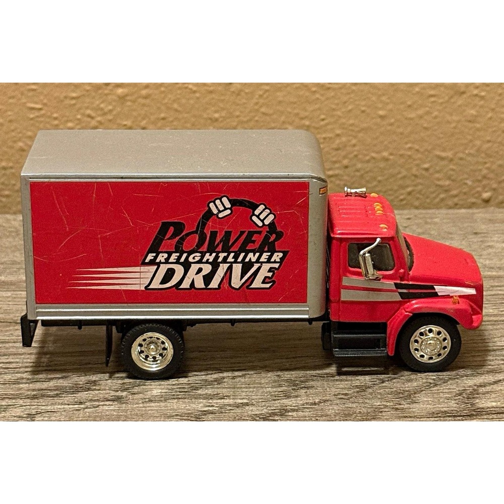 Freightliner Power Drive Box Truck Diecast Model Truck Red/Silver Made by Tonka